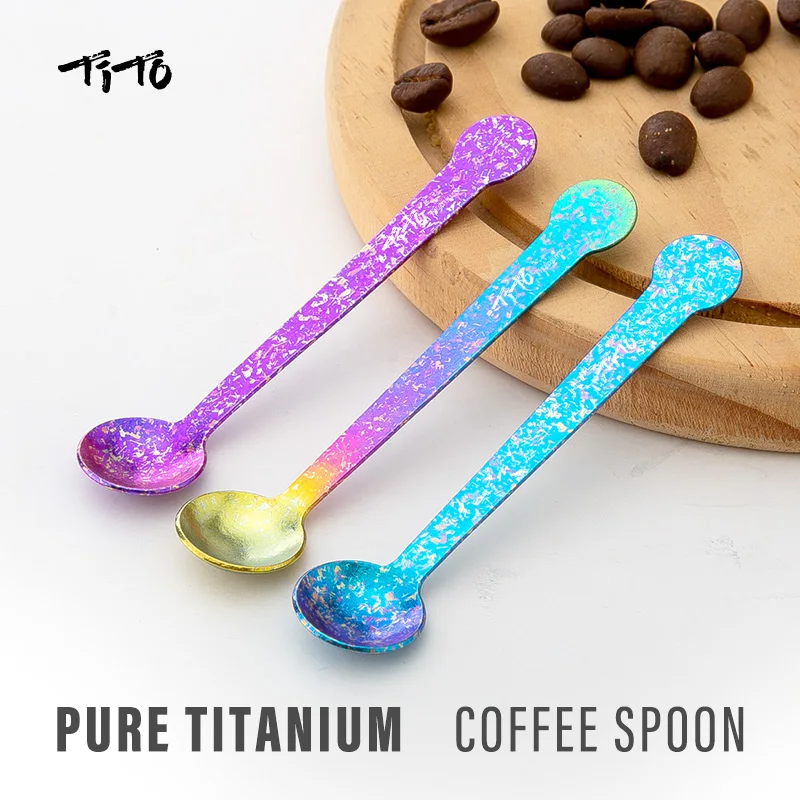 TiTo-cuchara de café de titanio puro, cuchara pequeña para niños, cuchara portátil, cuchara mezcladora pequeña, juego de vajilla, cuchara agitadora para la salud