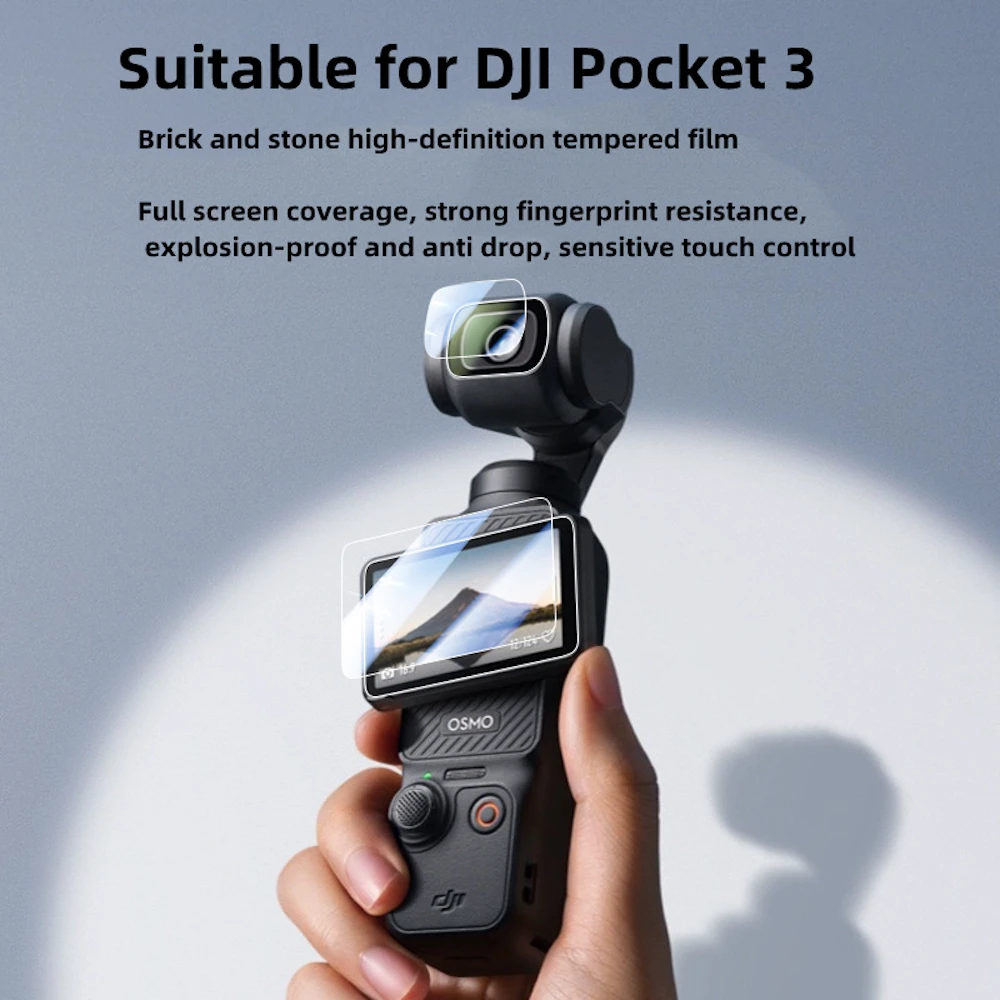 عدسة الكاميرا + شاشة الزجاج المقسى ل DJI Pocket 3 الصلب واضح المضادة للخدش التغطية فيلم واقي للشاشة ل DJI OSMO Pocket 3