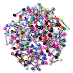 10/20/30/50PCS Acrylic 16G Tongue Piercing Ring Bulk Plastic Tongue Bar Lot Nipple Piercing Barbell Sexy Piercing Banana Lengua