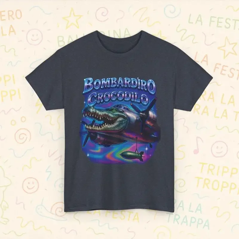 ardiro Crocodilo Y2K Bootleg Meme T Shirt Neon Holographic er Plane Alligator Italian Brainrot
