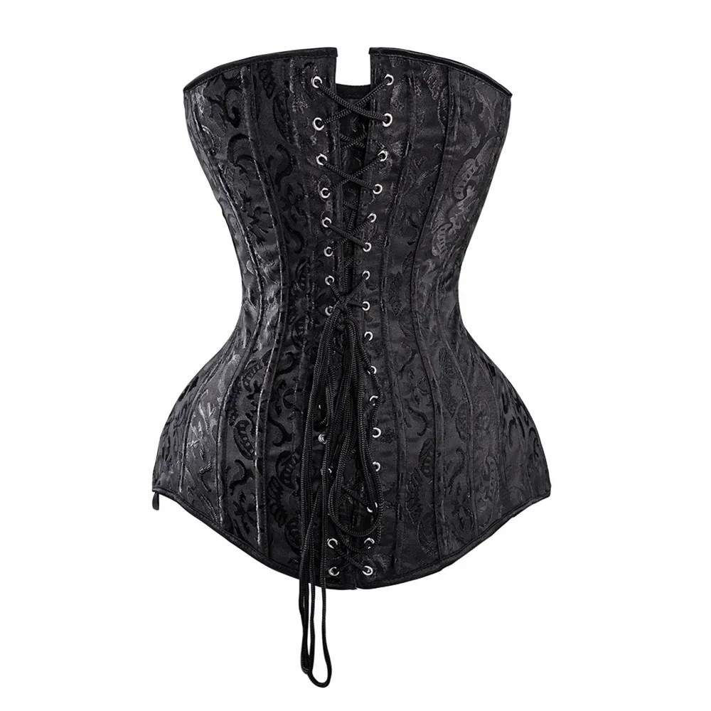 Corsets and Bustiers for Women Top Christmas Sexy Corselet Satin Long Torso Overbust Brocade Vintage Plus Size