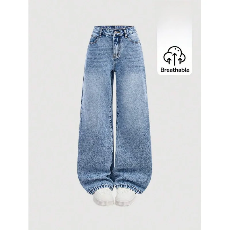 

Girls Denim Pants Children's Jeans Long Trousers Spring 2026 Women's Fashion Elastic Waist Other Fabric Details Available