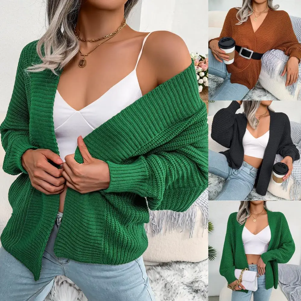 

Loose Casual Long Sve Batwing Sweater Cardigan Outerwear Autumn Winter Women's Cross-Border Faion Comfortable Soft Knitwear