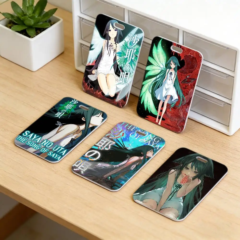 Saya No Uta Comfortable Neck Strap Lanyard with Transparent ID Card Holder, Durable Card Cover for Employee Office Badge.