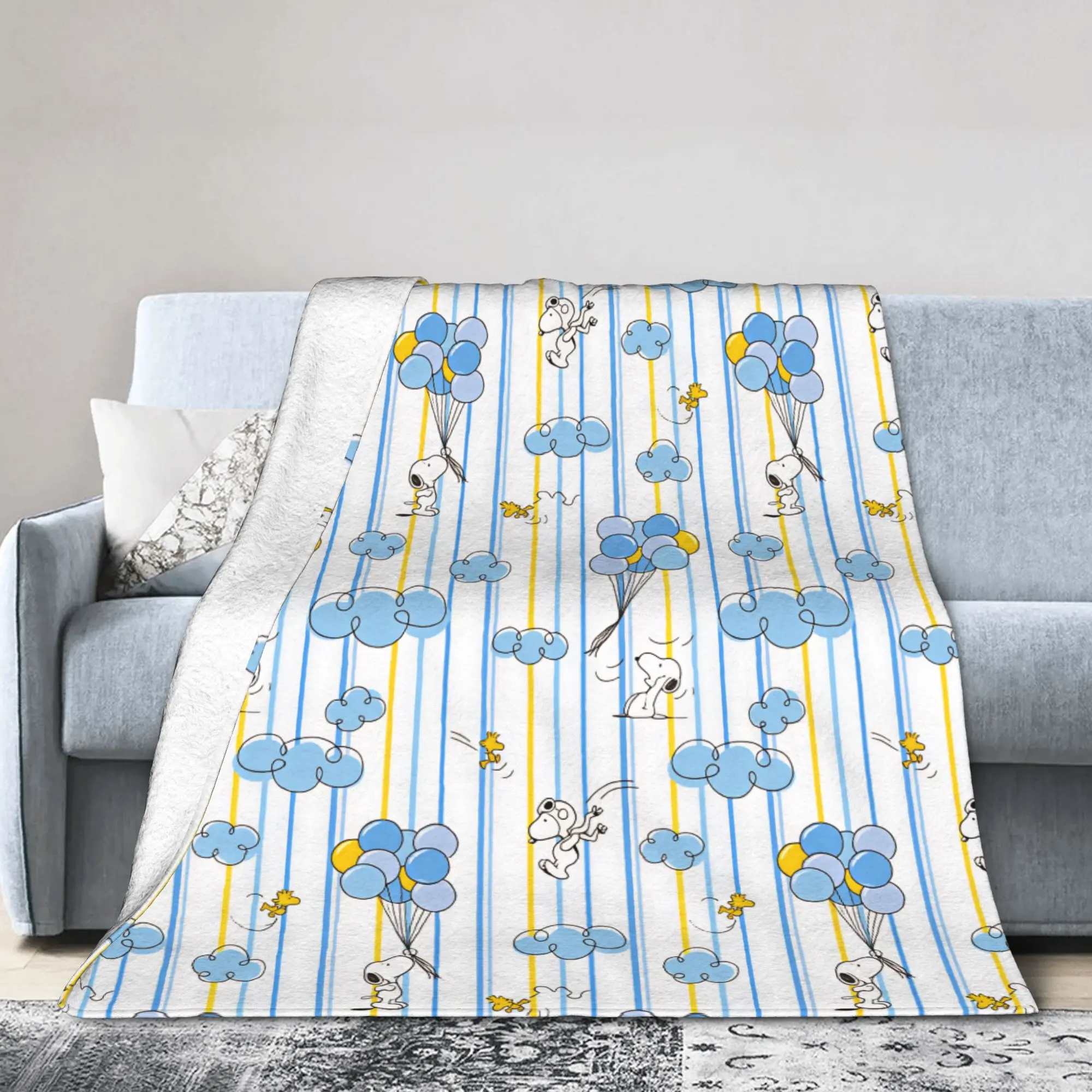 Custom Ultra-Soft Fleece Snoopy Woodstock Cartoon Beagle Throw Blanket Warm Flannel  Blankets for Bedding Travel Couch Quilt