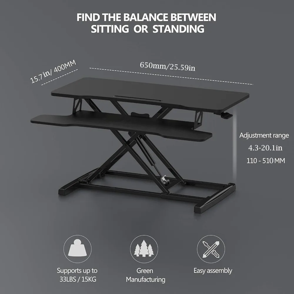 Height and Width Adjustable, Sit-Stand Dual-Purpose, Double-Layer Standing Desk, Desktop Workstation for Laptops