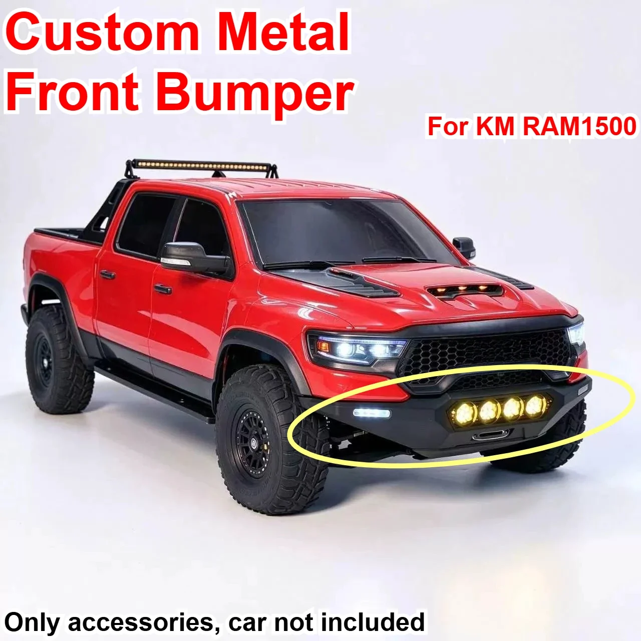 1/8 RC Offroad Pickup Truck For KM RAM1500 Metal Competition Front Bumper Custom Model Number Decor Upgrade Modification Parts