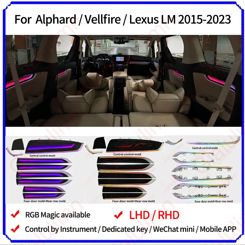 

Гиалуромный окружающий свет для 15-23 Alphard Vellfire lexus LM LHD RHD Подсветка MoodLight Комплект ламп Ambilight Interior Ambient