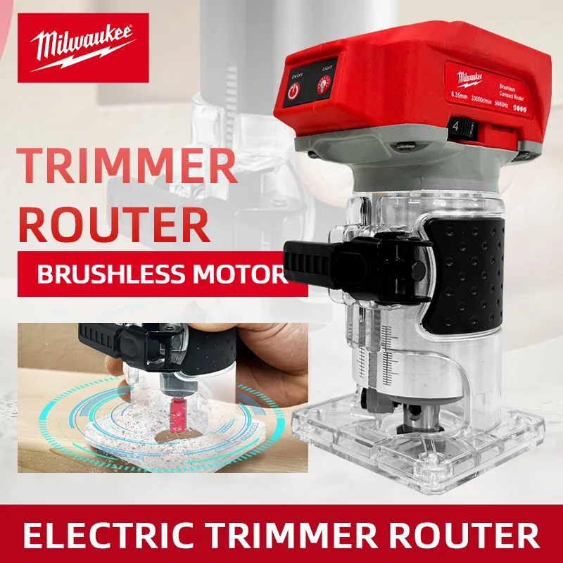 Milwaukee Brushless Trimmer Electric Router Carpenter Milling Engraving Slotting Machine Carpenter Tool For Milwaukee 18VBattery