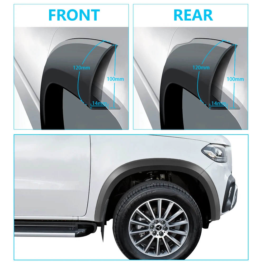 سليم الحاجز مشاعل عجلة قوس حامي لمرسيدس بنز X-class المقصورة المزدوجة 2017-2023 نماذج 4X4 اكسسوارات السيارات 3.6'' #3