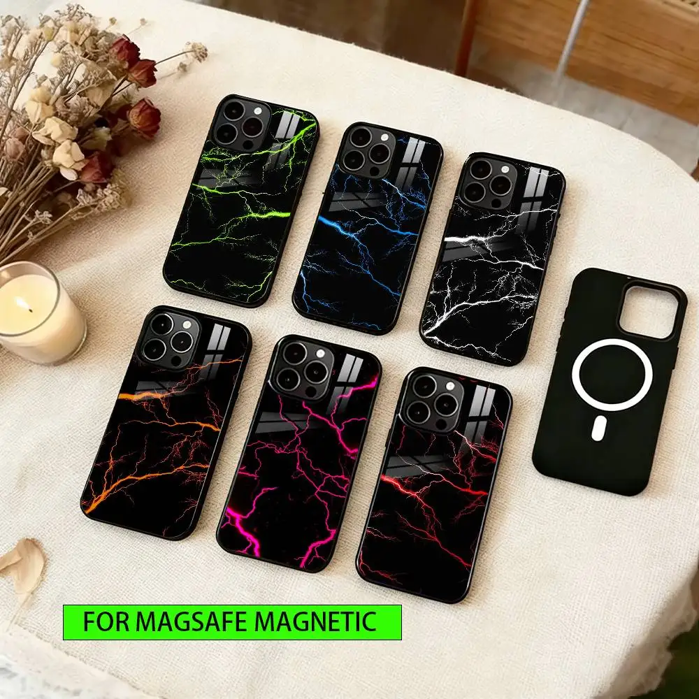 

Lightning texture Phone Case For iPhone17,16,15,14,13,12,11 Plus,Pro Magnetic with Magsafe Wireless Charging