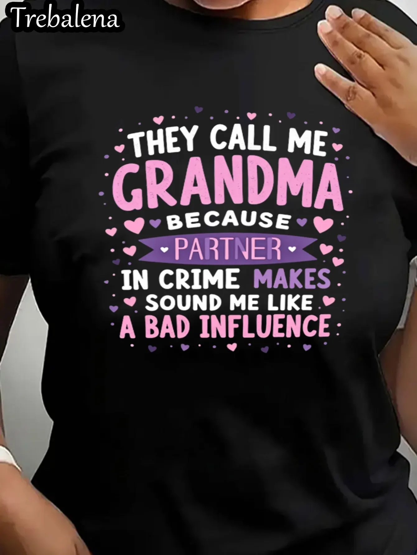 Plus Size T-shirt met ronde hals 100% katoen Ze noemen me oma omdat Partner in Crime klinkt me als een slechte 0XL-4XL