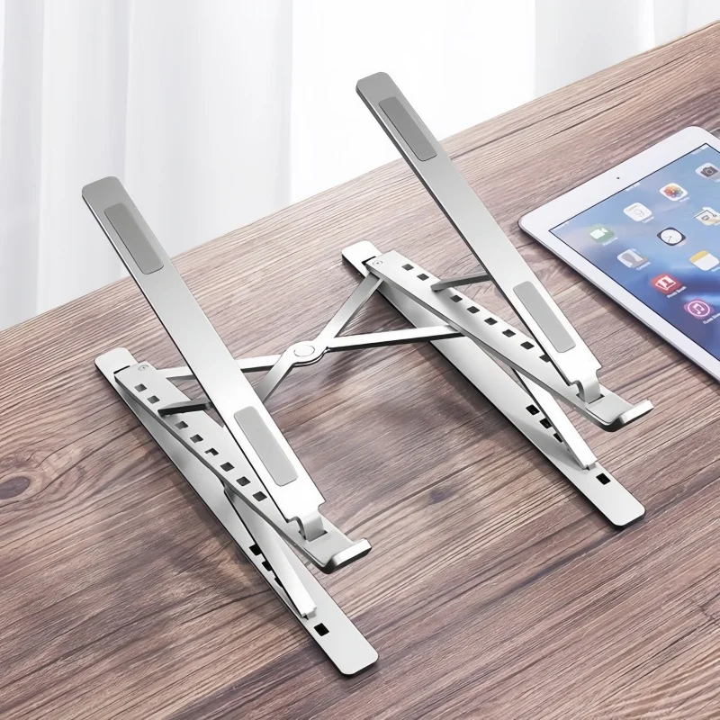 Aluminum Alloy Foldable Cooling Laptop Stand, Dual-Layer Desktop Support Bracket, Universal Stand for Laptops & Tablets