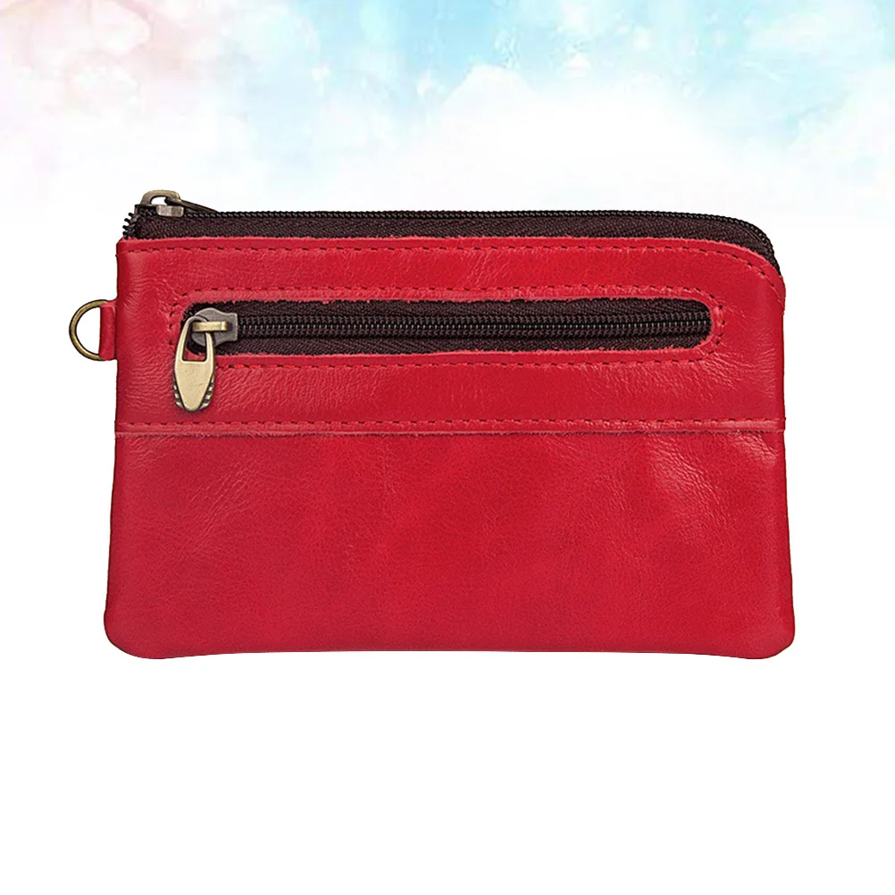 

1Pcs Men Business Zipper Wallet Retro Money Bag Portable Coin Purse Multi-Function Bank Card Holder Red
