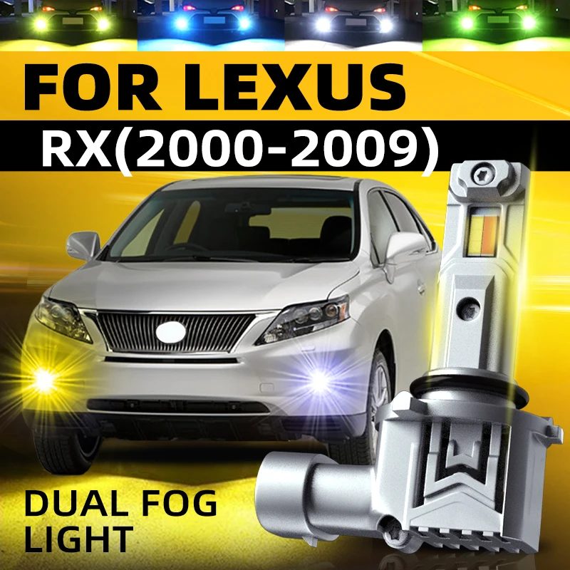 2pcs Car LED Front Fog Light Bulbs Dual Color Switchback No Erro For Lexus RX300 RX330 RX350 2000 2002 2004 2006 2007 2008 2009