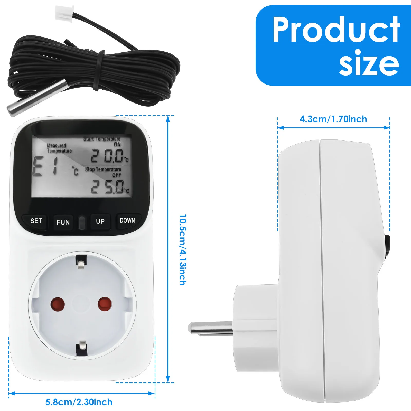 Picture 3: Temperature Controller Digital Thermostat Socket Plug with Sensor Timer Switch Temperature Socket Heating Cooling for Greenhouse