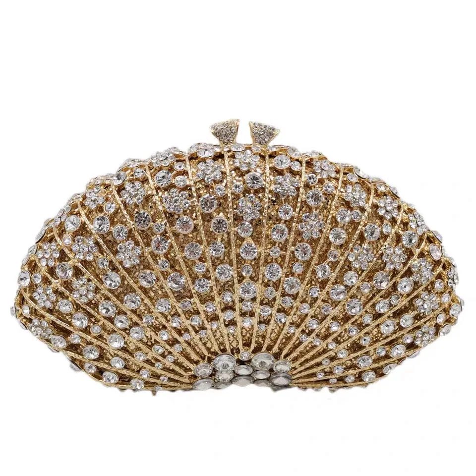 High Quality Elegant Exquisite Fan Shaped Ladies Evening Clutch Bag Banquet Chain Shoulder Bag - view 4