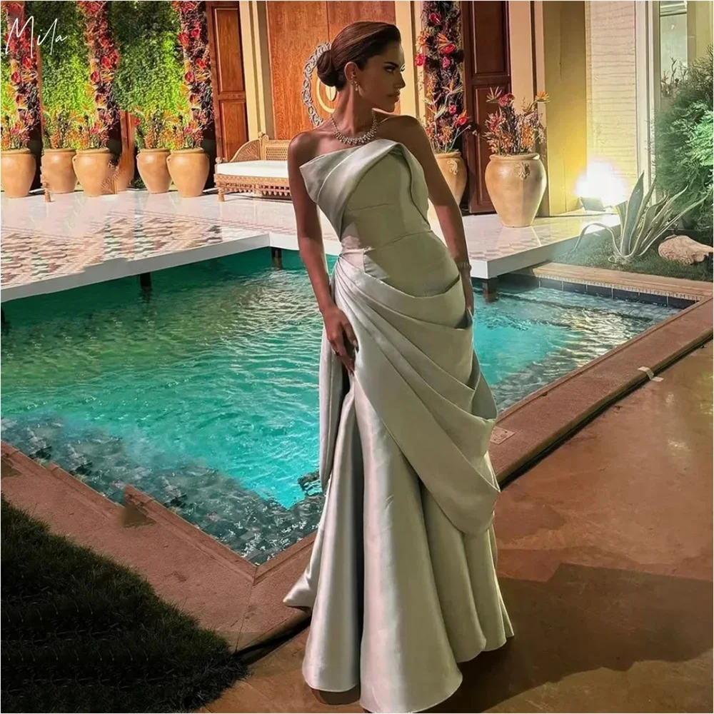 

Customized High Quality Strapless Floor Length Sleeveless Zipper Wrinkle Luxury Designer Evening Dress Formal Occasion Dresses