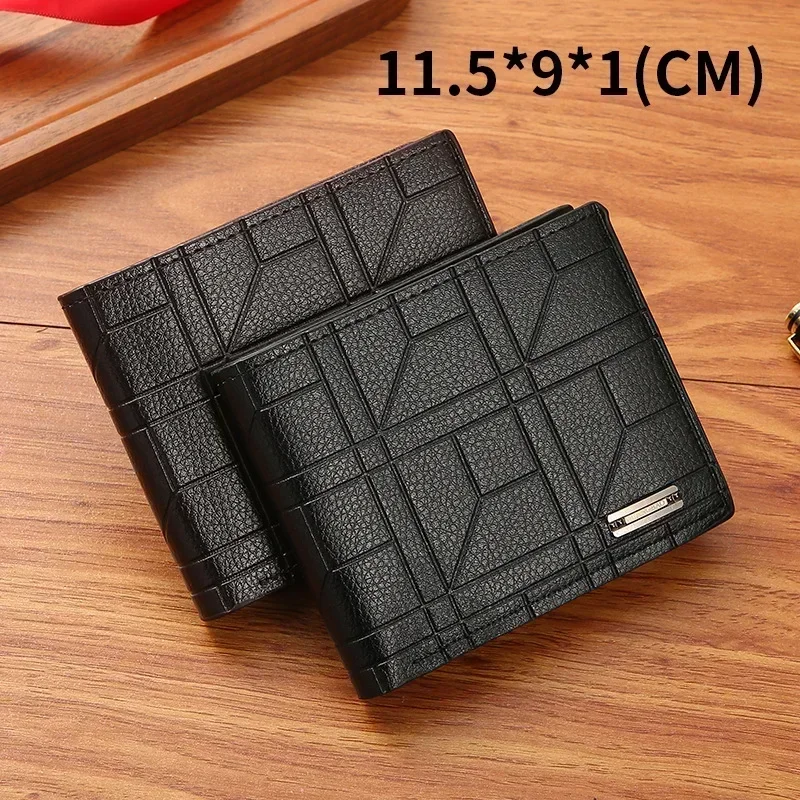 2024 Men Purse Black PU Leather Multiple Slot Casual Large Capacity Coin Wallet Male Card Holder Purse Multifunctional Bag Gifts