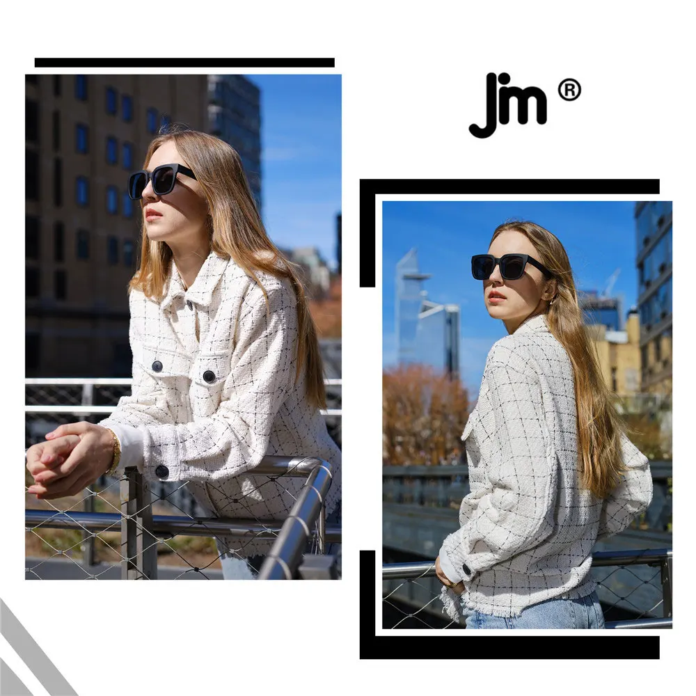 JM Square Large Polarized Sunglasses Women Brand Design Vintage Tortoiseshell Oversized Sunglasses UV400