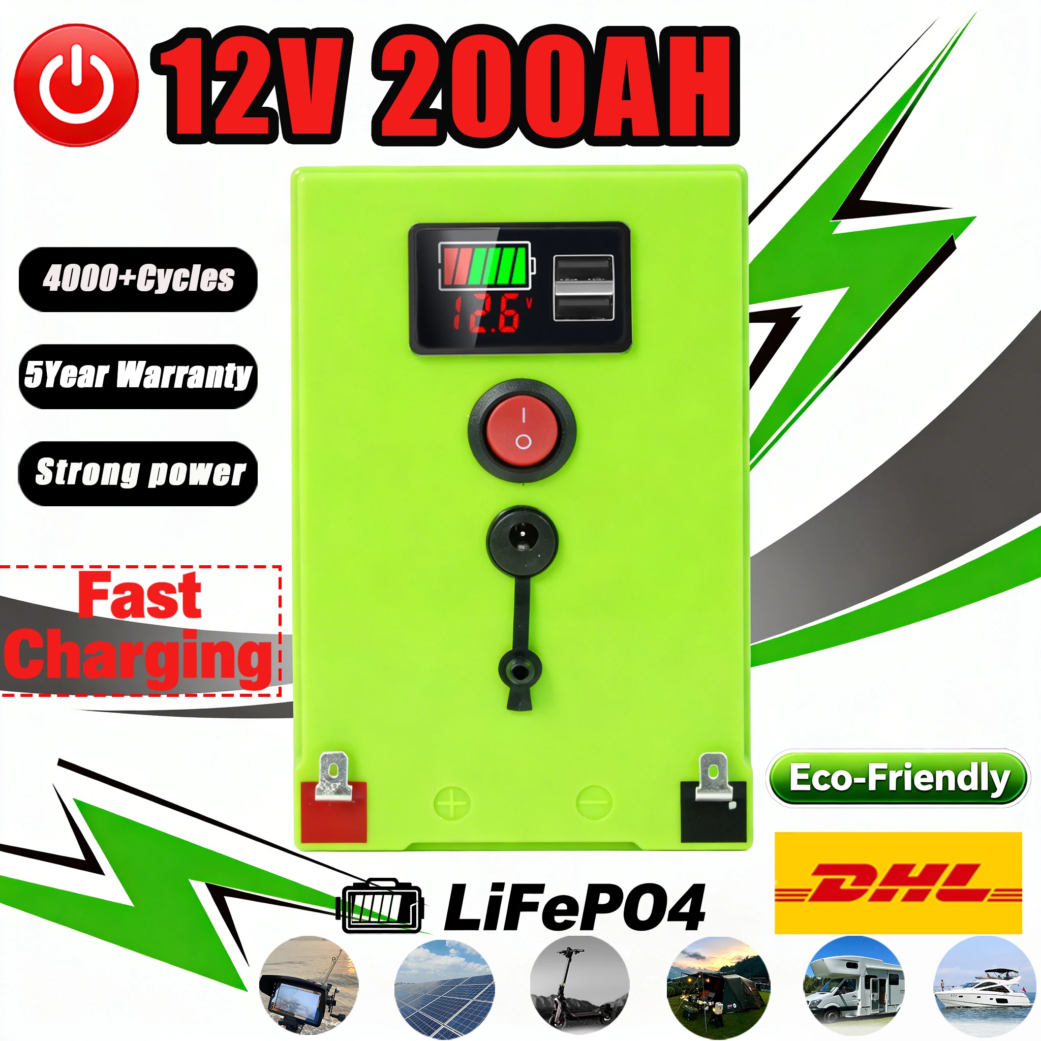 

12V Rechargeable Battery 200AH Solar Battery with BMS-Optimized for Home Solar Systems, Off-Grid Living, RV&Boat Electric