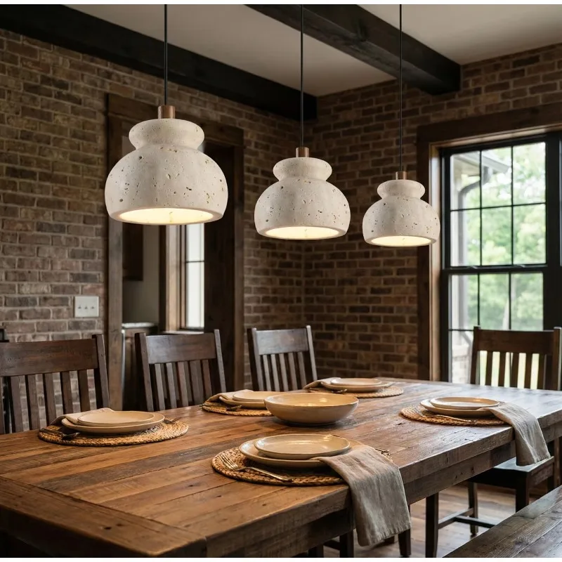 Classic Wabi-sabi Style Travertine Modern Pendant Lamp Best Design Decorative Light Lava Stone Chandelier High Ceiling Lamp