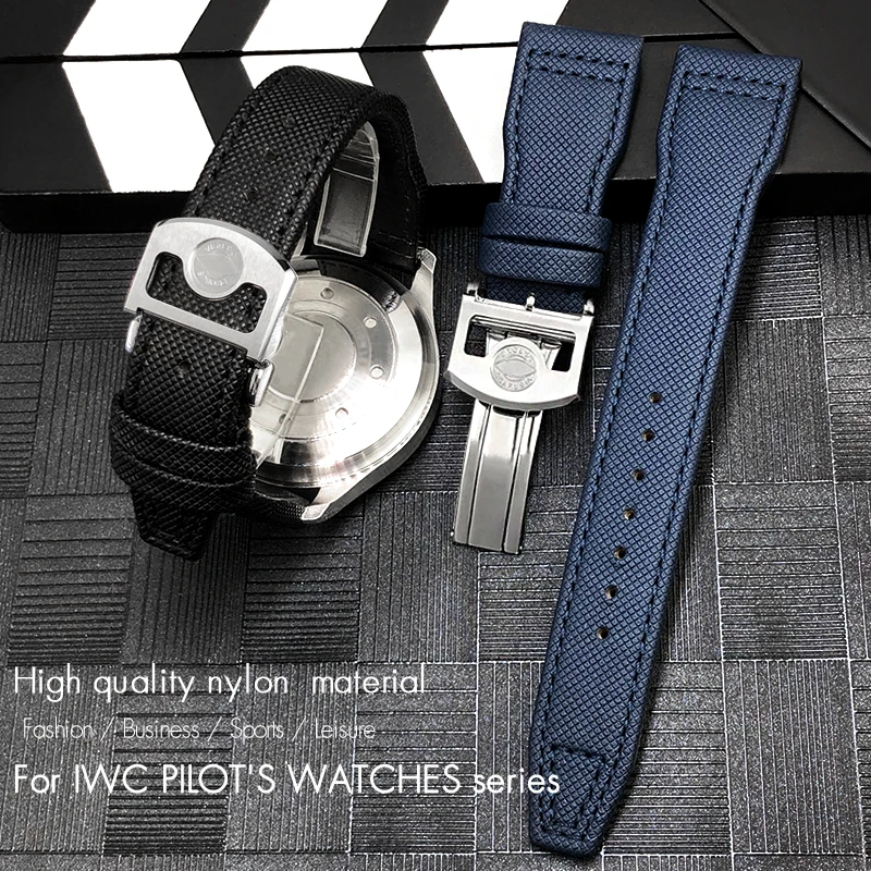 20mm 21mm 22mm Calfskin Leather Nylon Watch strap for IWC BIG Pilot SPITFIRE TOP GUN IW3890 IW3880 Black Green Blue Watchband