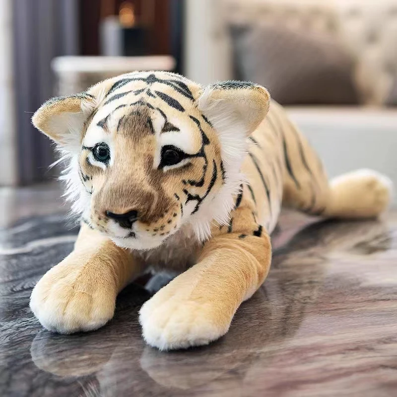 35-58cm Simulation Lion Tiger Leopard Plush Toys Cute Stuffed Soft Real Like Animal Toys  Decor Gift