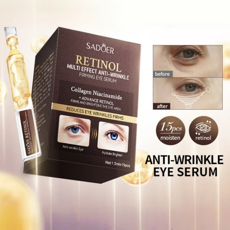 

1.5Ml×15Pcs Retinol Anti-Wrinkle Eye Essence Firming and Lifting Diminishing Dark Circles and Eye Bags Puffiness Moisturizing Whitening Skin Care Products