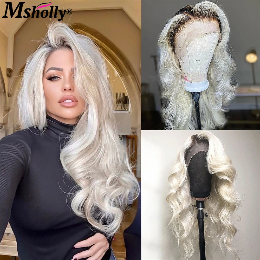 Pre Bleached Pre Plucked Lace Front Wig Human Hair Hightlight Cream Platinum Blonde Body Wave Remy Human Hair Wigs For Women