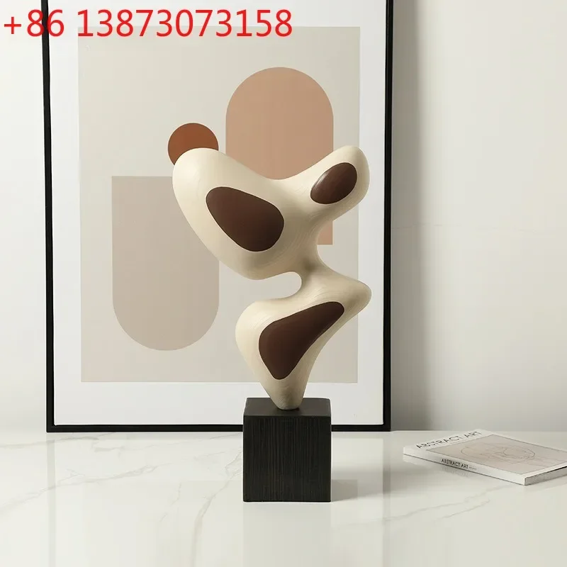 Resin Line Grain Figurines Creative Floor-standing Handmade Humanoid Figurines Black Square Base Modern Artistic Home Decor