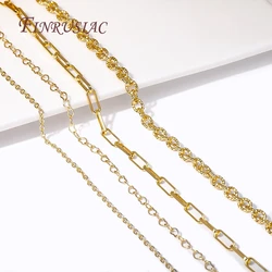 4 Styles 18K Gold Plated Bulk Metal Chains For Making Bracelet Necklace,High Quality Spool Chains DIY Jewelry Findings Wholesale