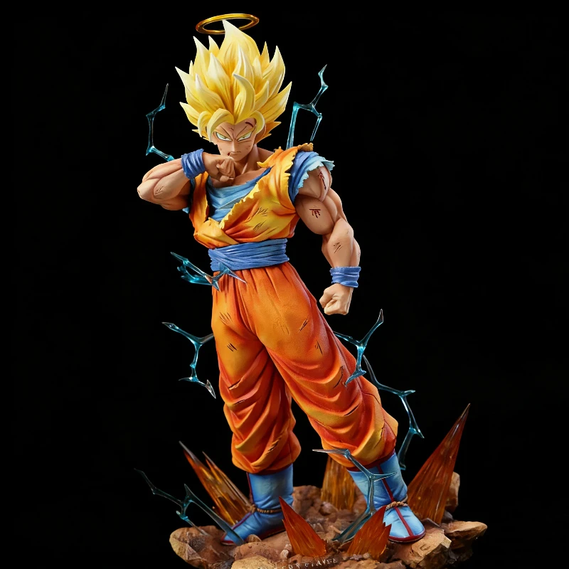 Dragon Ball 30cm Super Saiyan 2 Son Goku versión Premium figura de acción iluminada modelo de Anime juguete con Base adorno para el hogar regalo para niño