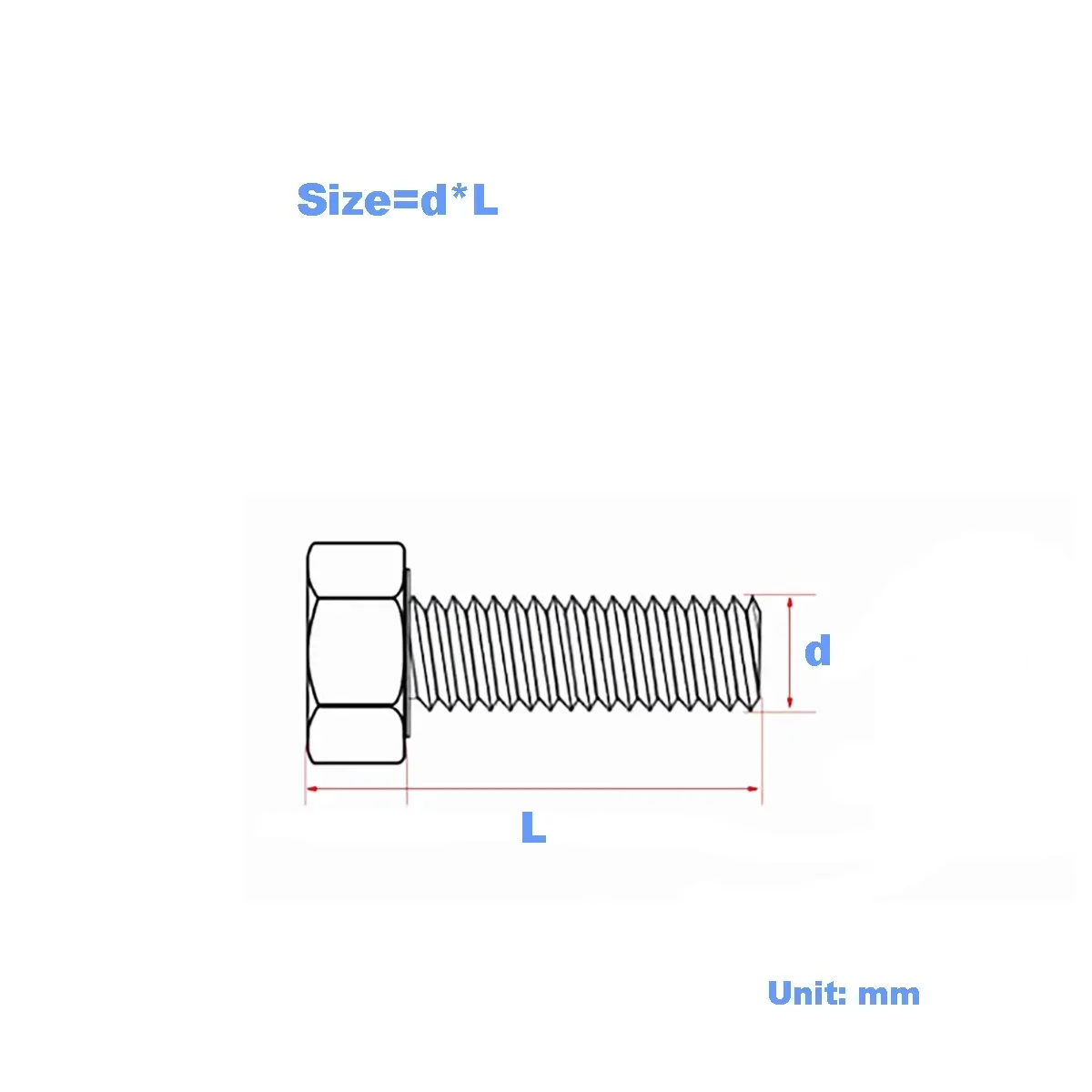 

Aluminum Alloy External Hexagonal Screw / Hexagonal Head Bolt M6M8M10M12