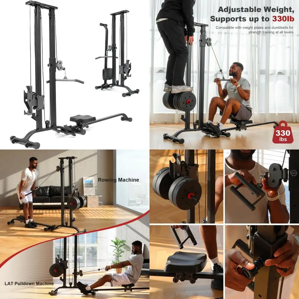 نظام صالة الألعاب الرياضية من TOUSAINS Home Cable: سعة وزن 330 رطلاً، مدرب مزدوج الوظائف مع آلة كروس آلة التجديف #1