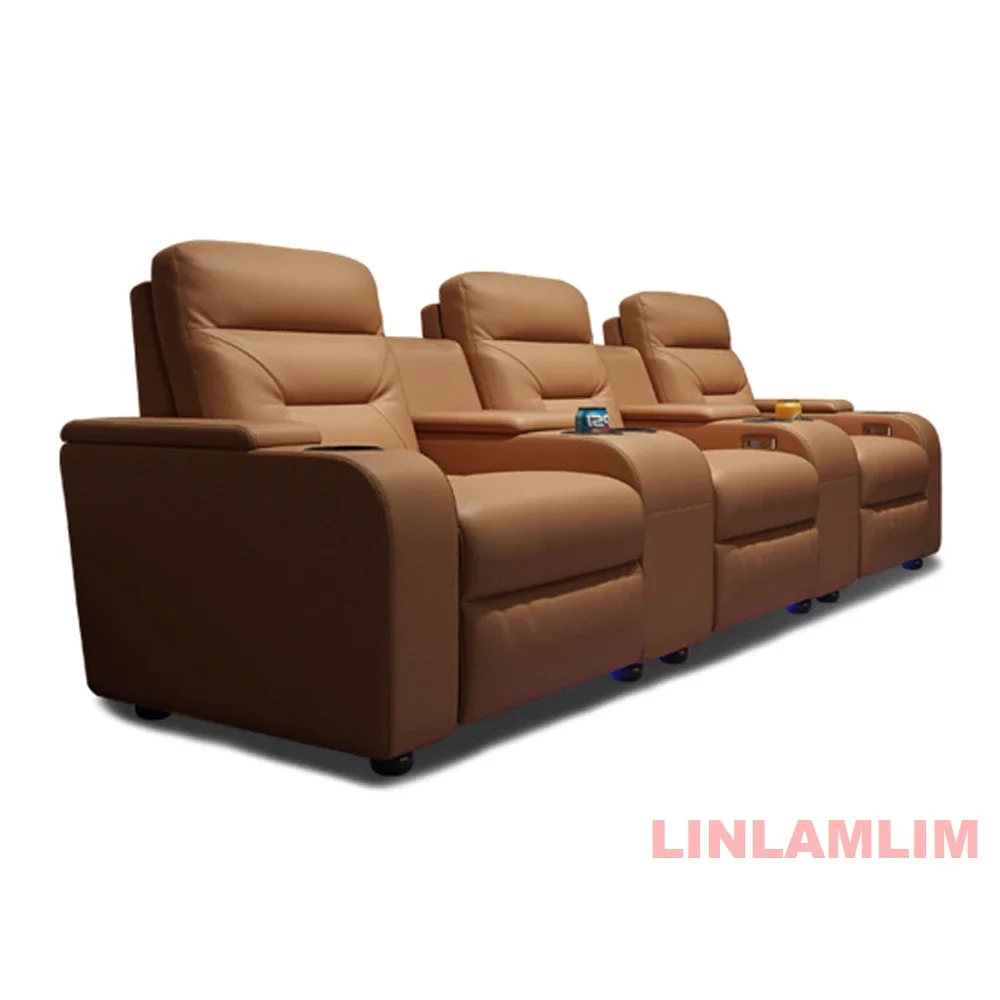 Linlamlim Genuine Leather Sofa set With POWER RECLINING SEATS, Theater Electric Recliner Couch Nordic Seating Room Cinema Sofas