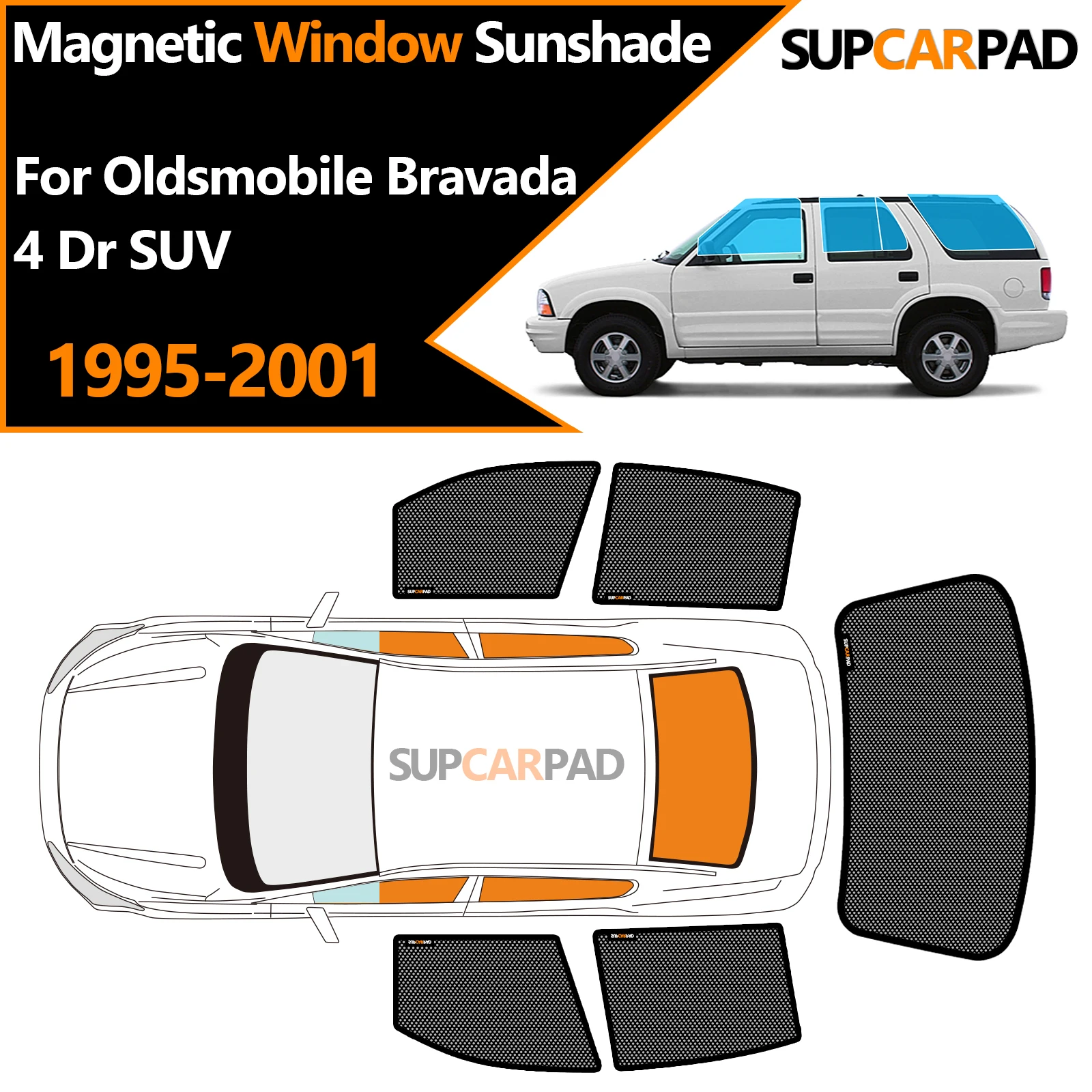 

Солнцезащитный козырек на окно автомобиля на заказ для Oldsmobile Bravada 4 Dr SUV 1995-2001, магнитная занавеска, сетчатая передняя занавеска на лобовое стекло