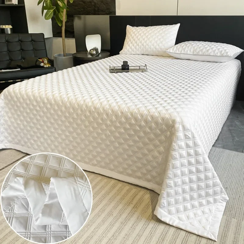 1pc White Bedspread on the Bed 침대커버 150x230 Quilted Bedsheet Simple Style Bed Cover Queen Size colchas(Pillowcase Need Order)