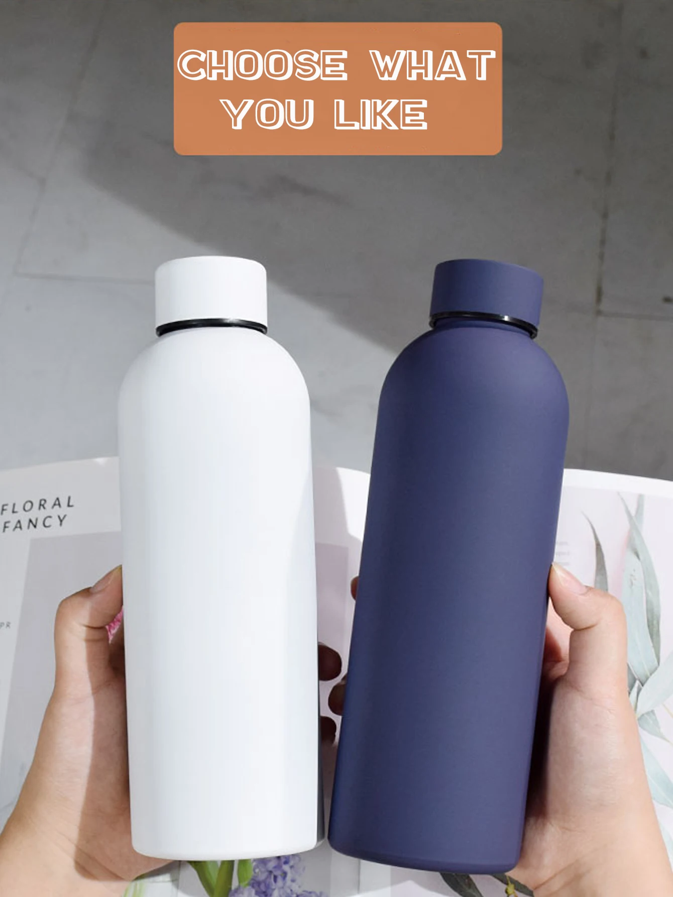 كوب قهوة لاتيه صغير الفم بلون سعة 500 مل، أدوات شرب لجميع المواسم، زجاجة مياه معزولة بالفراغ #6