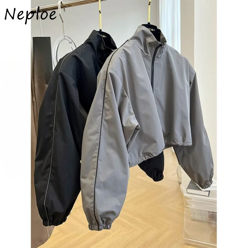 Neploe Korean Simple High End Niche Stand Up Collar Short Coats Femme 2024 Autumn Thin Western-Style Casual Assault Jackets