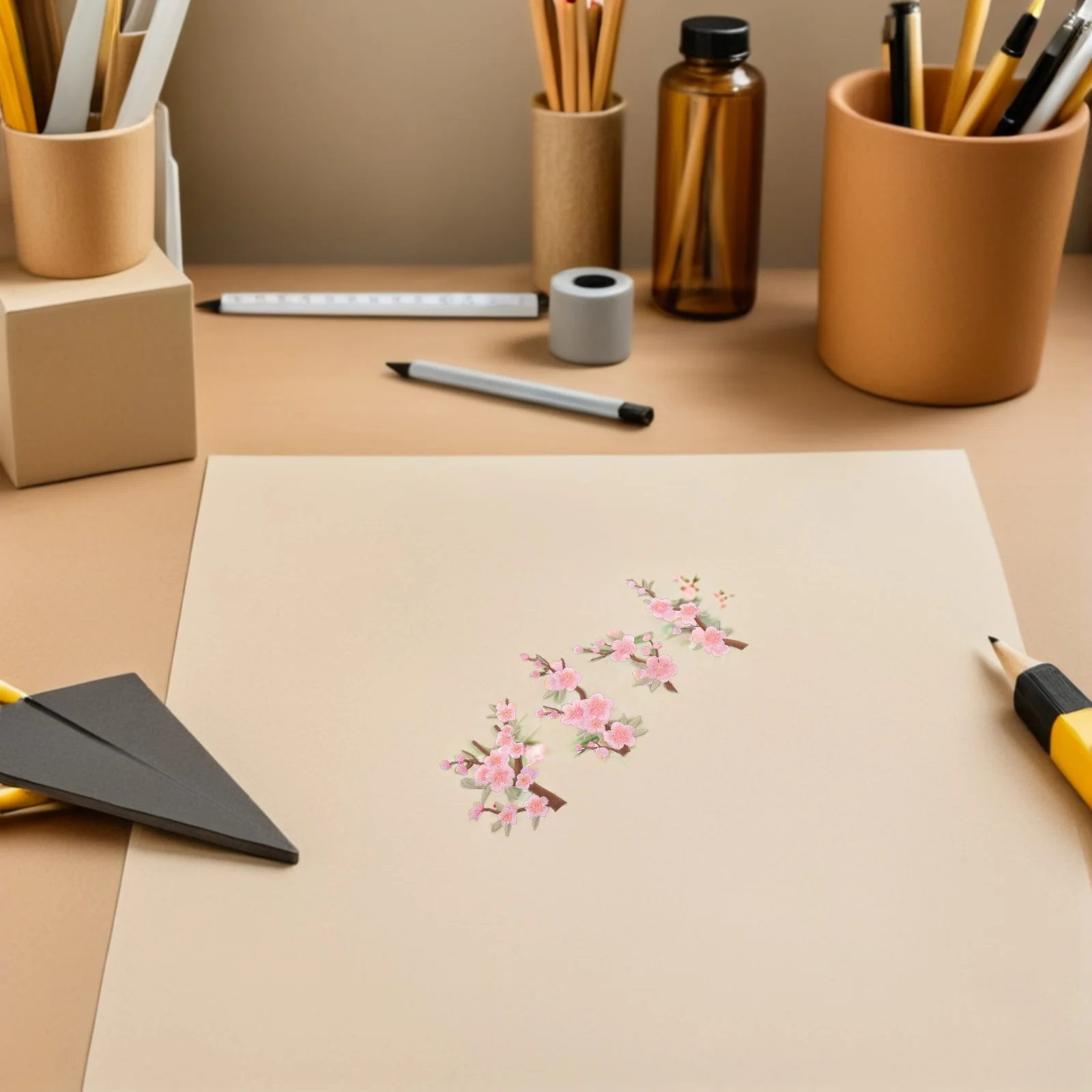8 個の桃の花の刺繍花のアップリケは、衣類、ジーンズ、バックパック、DIY 装飾、花の装飾用に縫い付けられます。