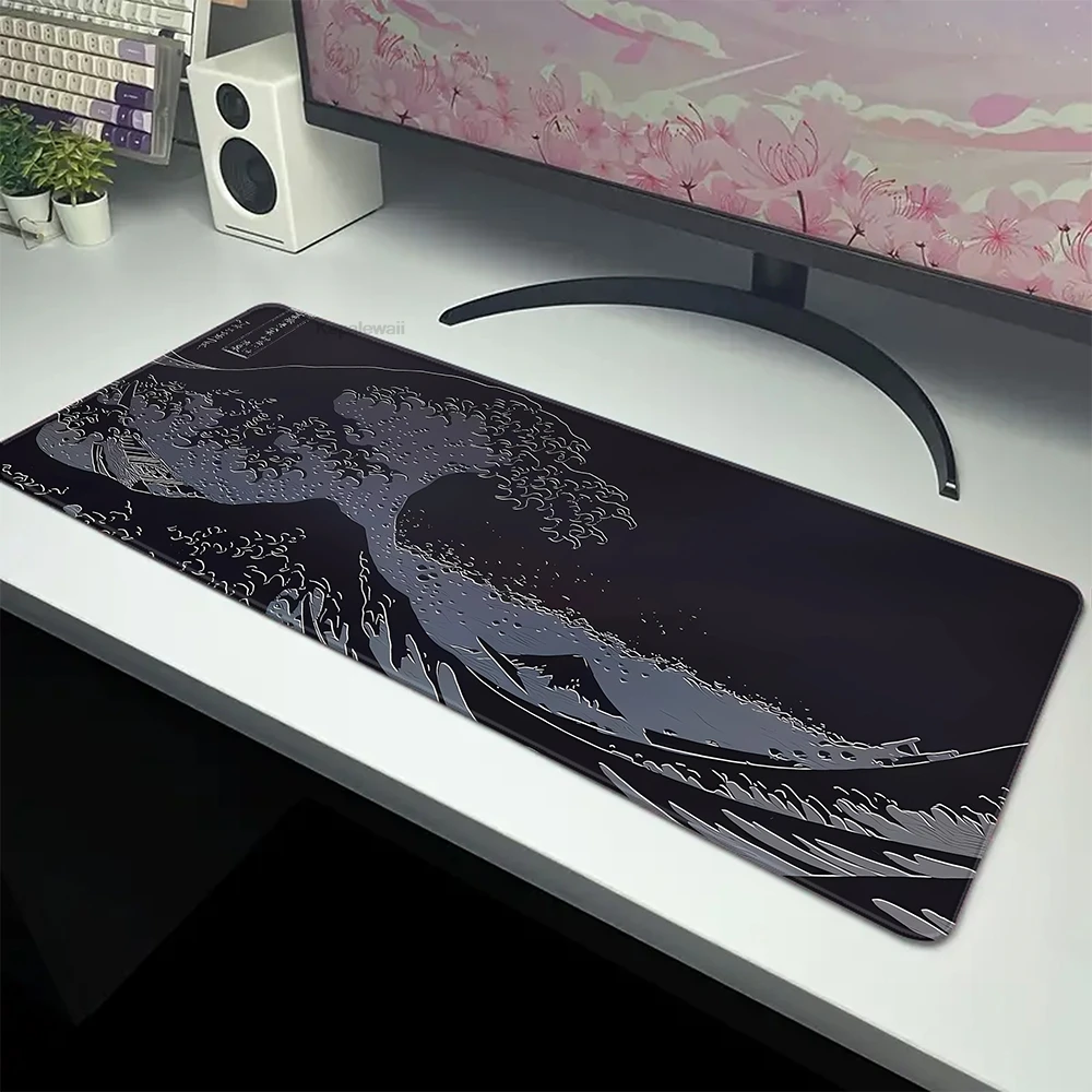 

Mousepad Computer XL MousePads Keyboard Pad Mouse Mat Japan Black Sea Wave Gamer Soft Office Carpet Table Mat Desktop Mouse Pad