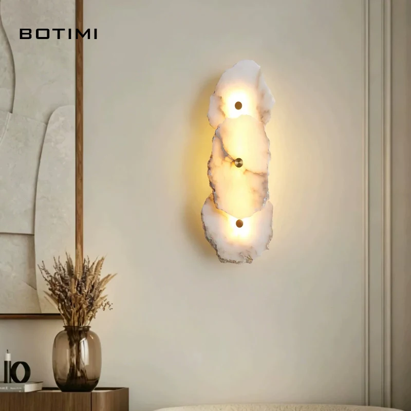 BOTIMI Marble Wall Lamp Art Decor Bedside Spanish Style Wall Sconce Bedroom Luminaire Modern Decoration Staircase Lighting