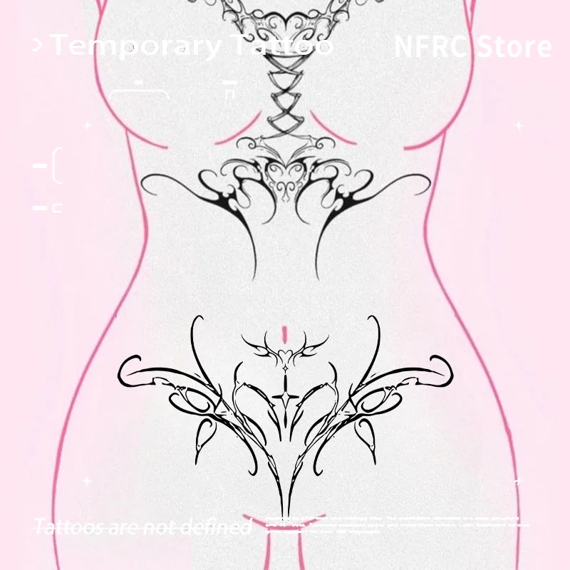 Black Gothic Tribal Waist Belly Herbal Juice Tattoo Sticker Fake Temporary Tattoos Tatoo Stickers Tatuaje Novelty in Toys Weeks