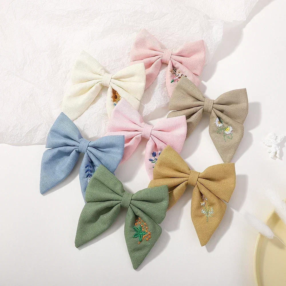 1PC Sweet Floral Cotton Kids Bows Hair Clip  Fashion Print Cheer Up Bowknot Hair Barrette for Women Girls Hairpin Accessories