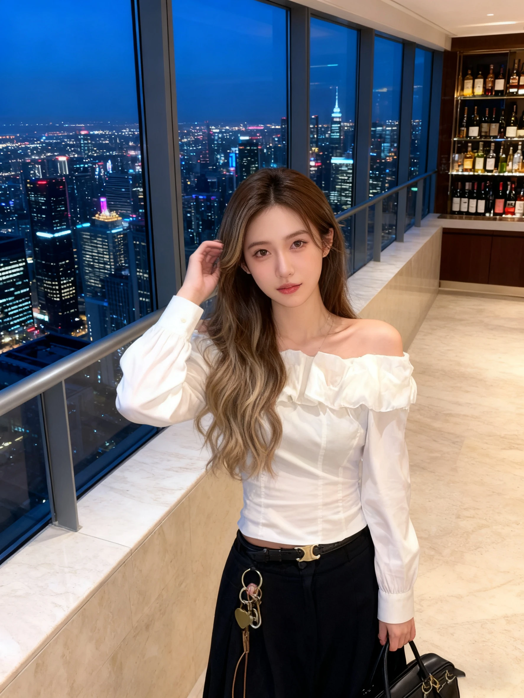 

Sli White Long Sve One oulder Women's irt ort Fit Design Trendy Top Spring Autumn Chinese Production