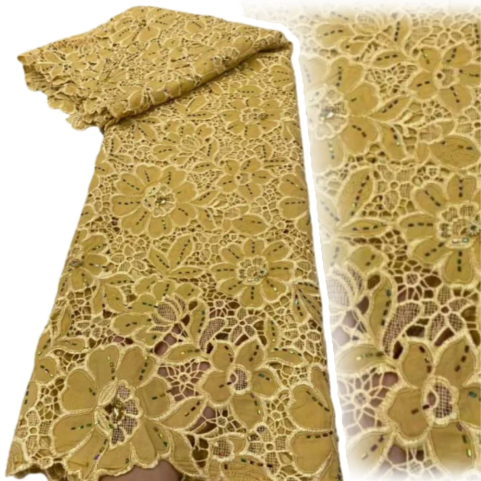 

Nigerian Tulle Lace Fabric for Sewing, Wedding Embroidery Dress, Chiffon Party Guipure, High Quality, Cotton Cord Fabric SZ1781