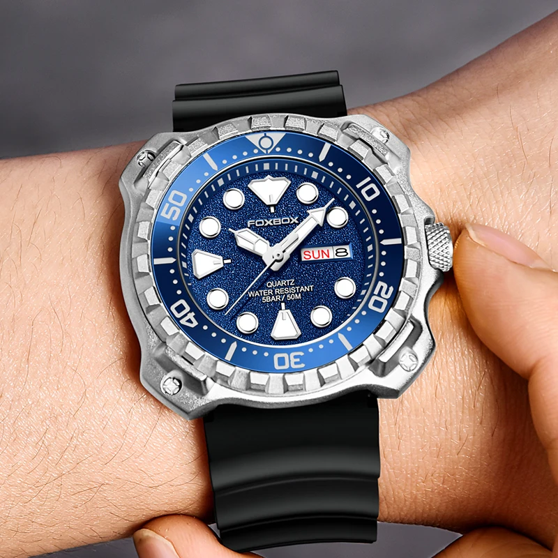 2024 LIGE Fashion Mens Watches Foxbox Top Brand Luxury Big Dial Sports Watch for Men Waterproof Luminous Watch Quartz Date Clock