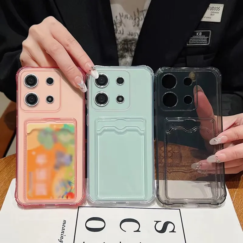Luxuriöse transparente Kartenfach-Handyhülle für XiaoMi Redmi 13C 14C 15C 4G Note 12 13 14 15 Pro Plus 5G, durchsichtige Wallet-Rückabdeckung – Detail 6