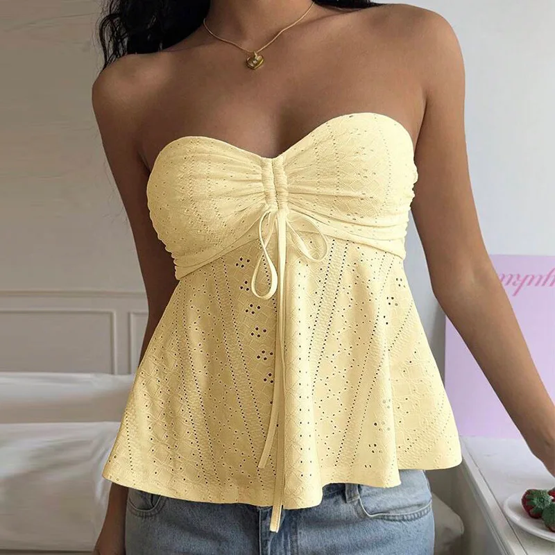 2025 Summer Best-Selling Sexy Bodycon Crop Top for Women | Y2K Vacation Vibes Jacquard Sleeveless Tube Top - Euro-US Viral Hit